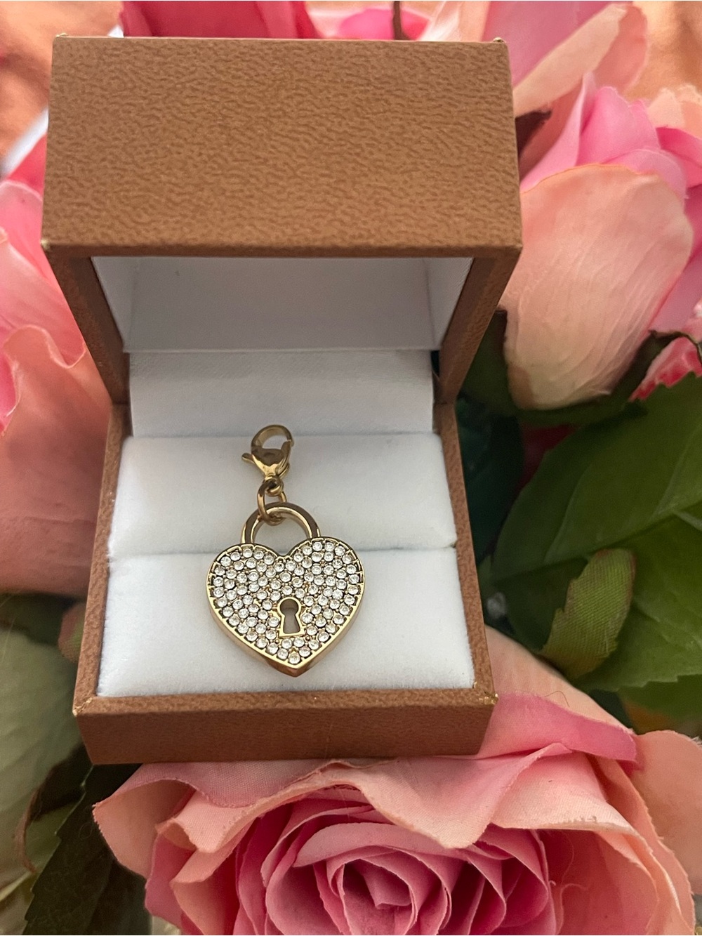 Origami Owl Gold Pave' Heart Padlock Dangle
